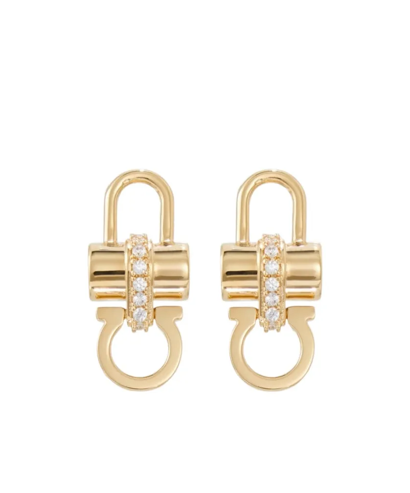 Crystal Embellished Padlock Earrings
