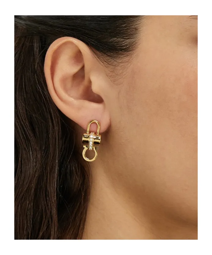 Crystal Embellished Padlock Earrings