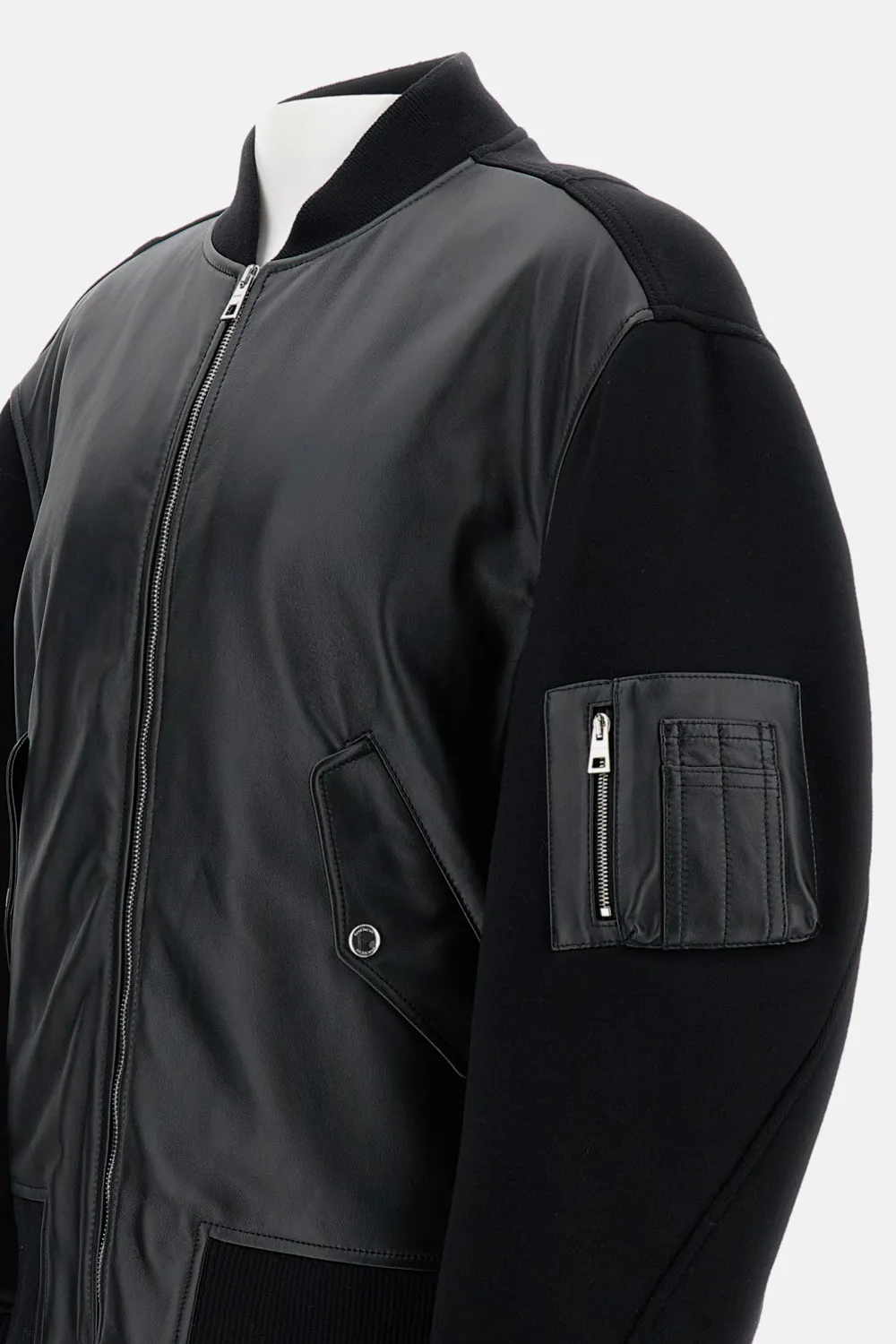 Leather-Paneled Bomber Jacket