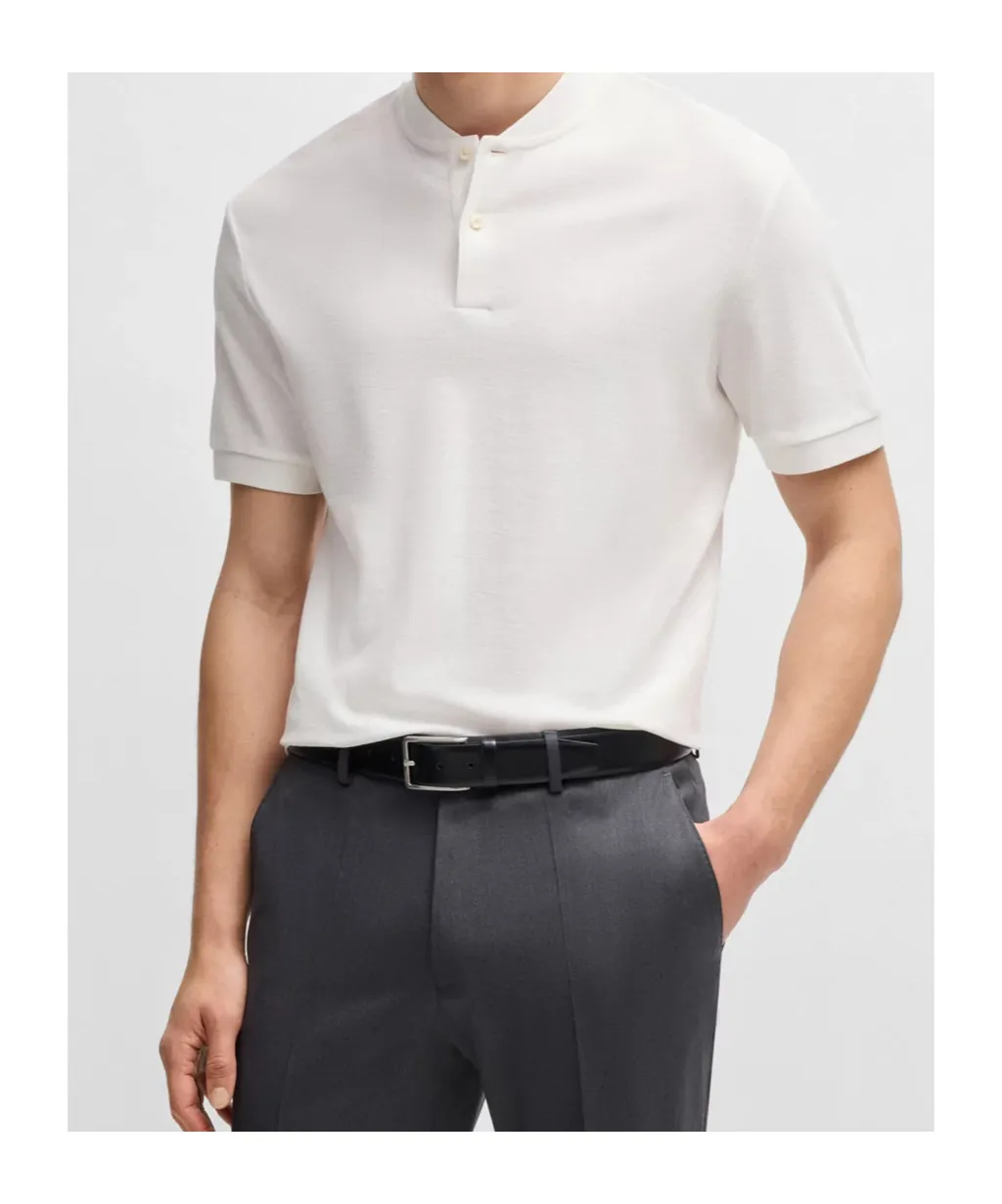 Boss Hugo Boss Collarless Short-Sleeved Polo Shirt