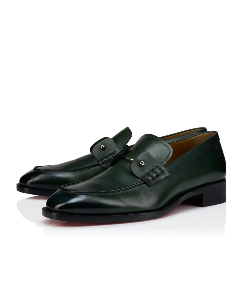 Leather-Trimmed Metal-Detail Loafers