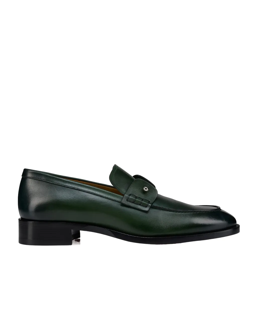 Leather-Trimmed Metal-Detail Loafers