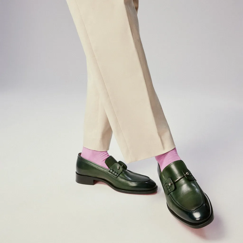 Leather-Trimmed Metal-Detail Loafers
