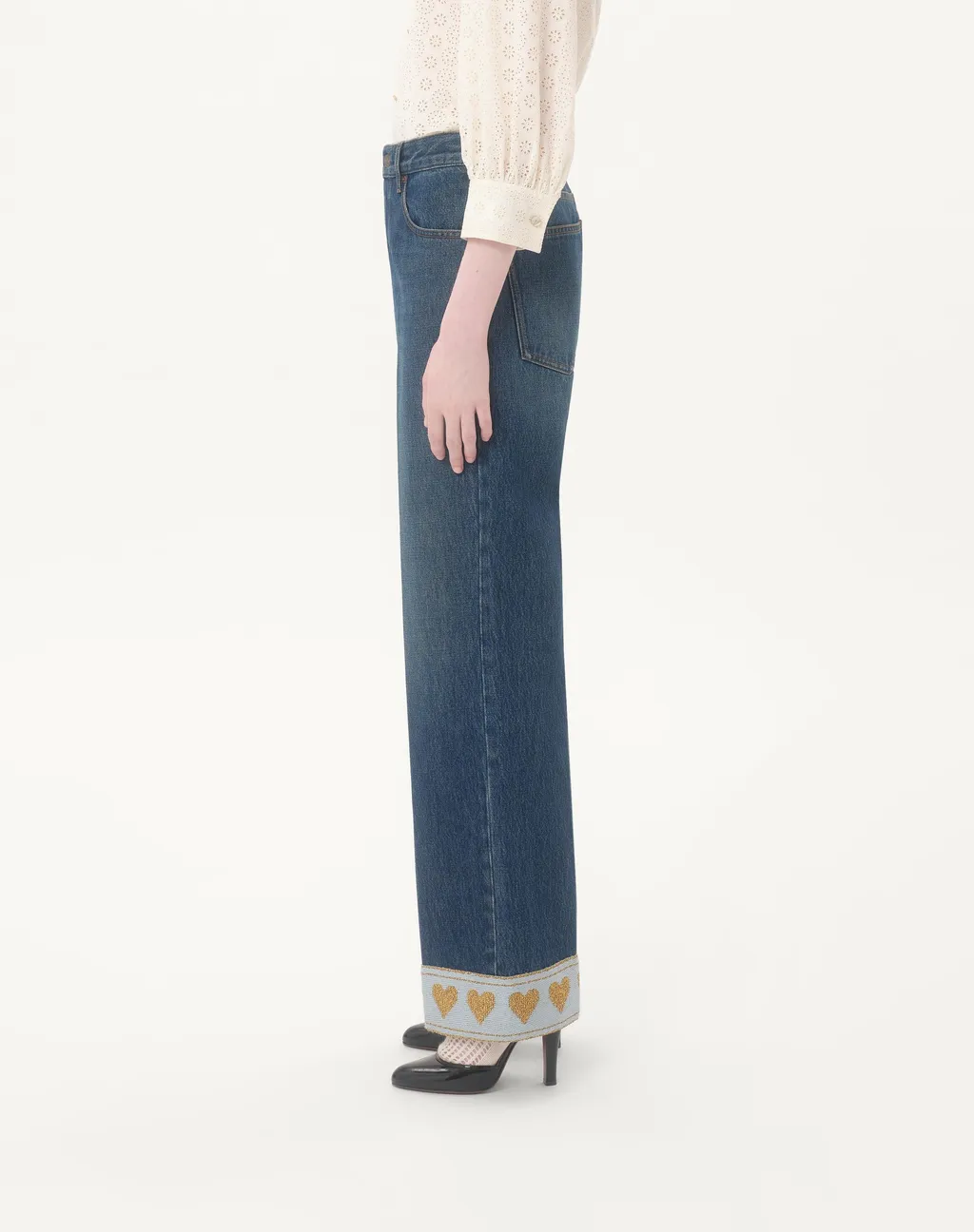 Valentino	Heart Motif High Waist Jeans