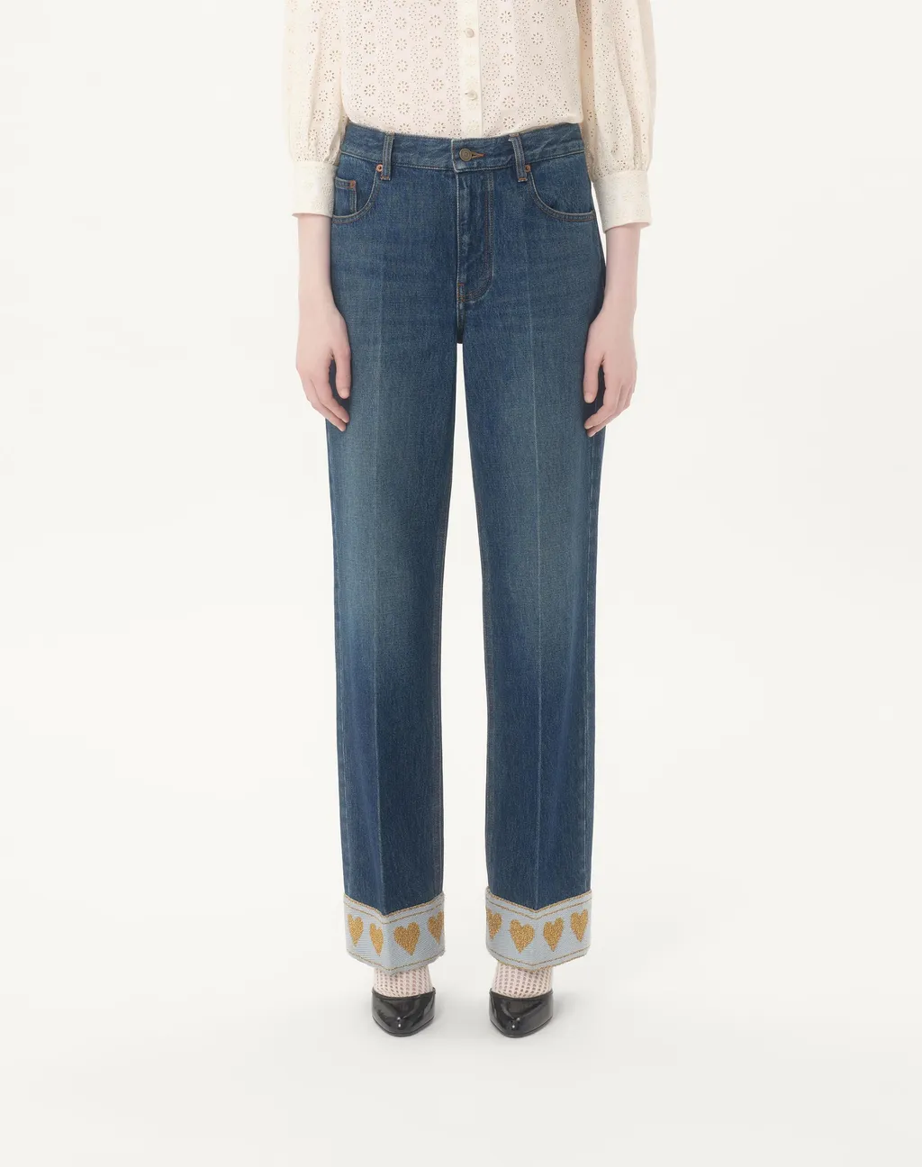Valentino	Heart Motif High Waist Jeans