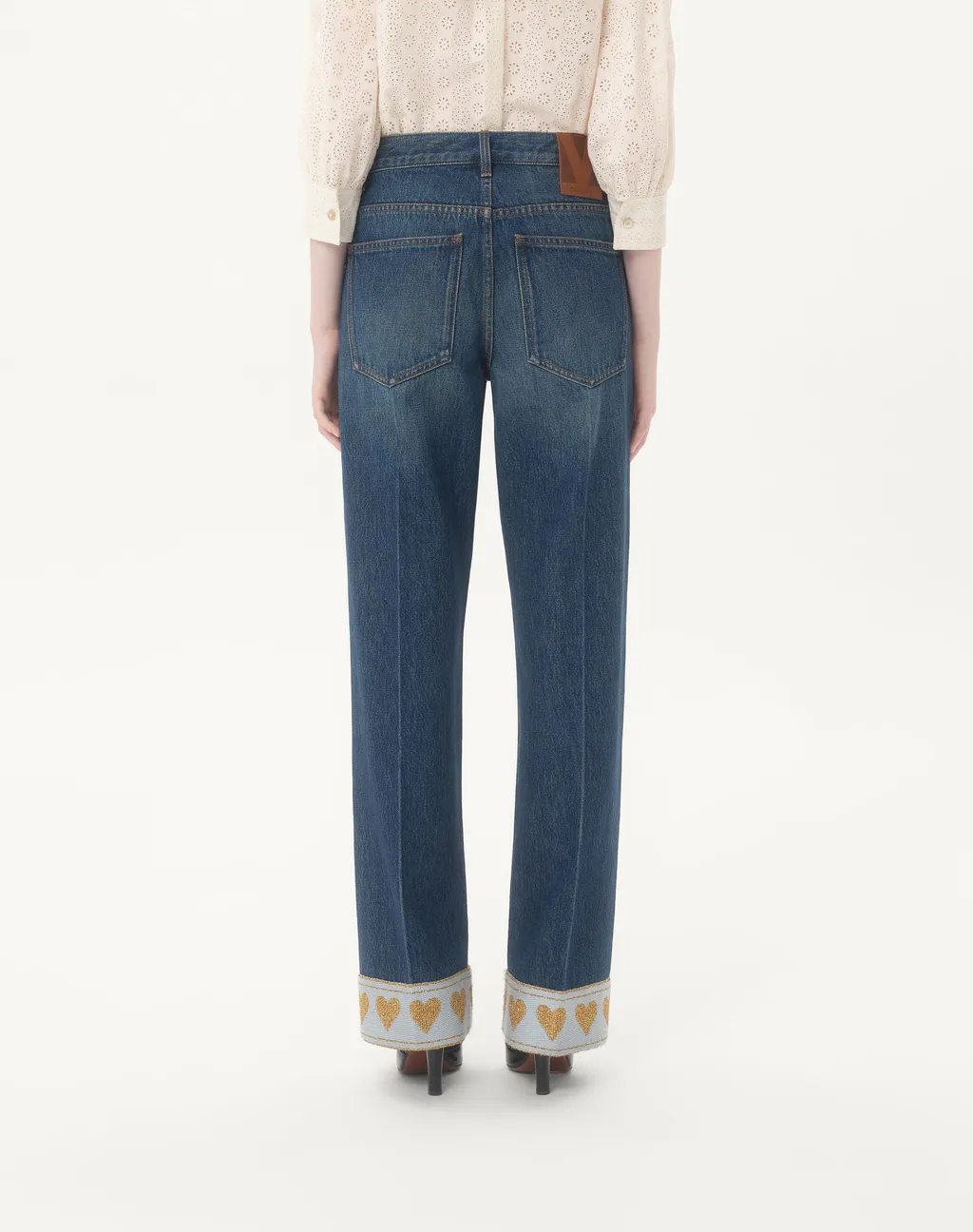 Valentino	Heart Motif High Waist Jeans