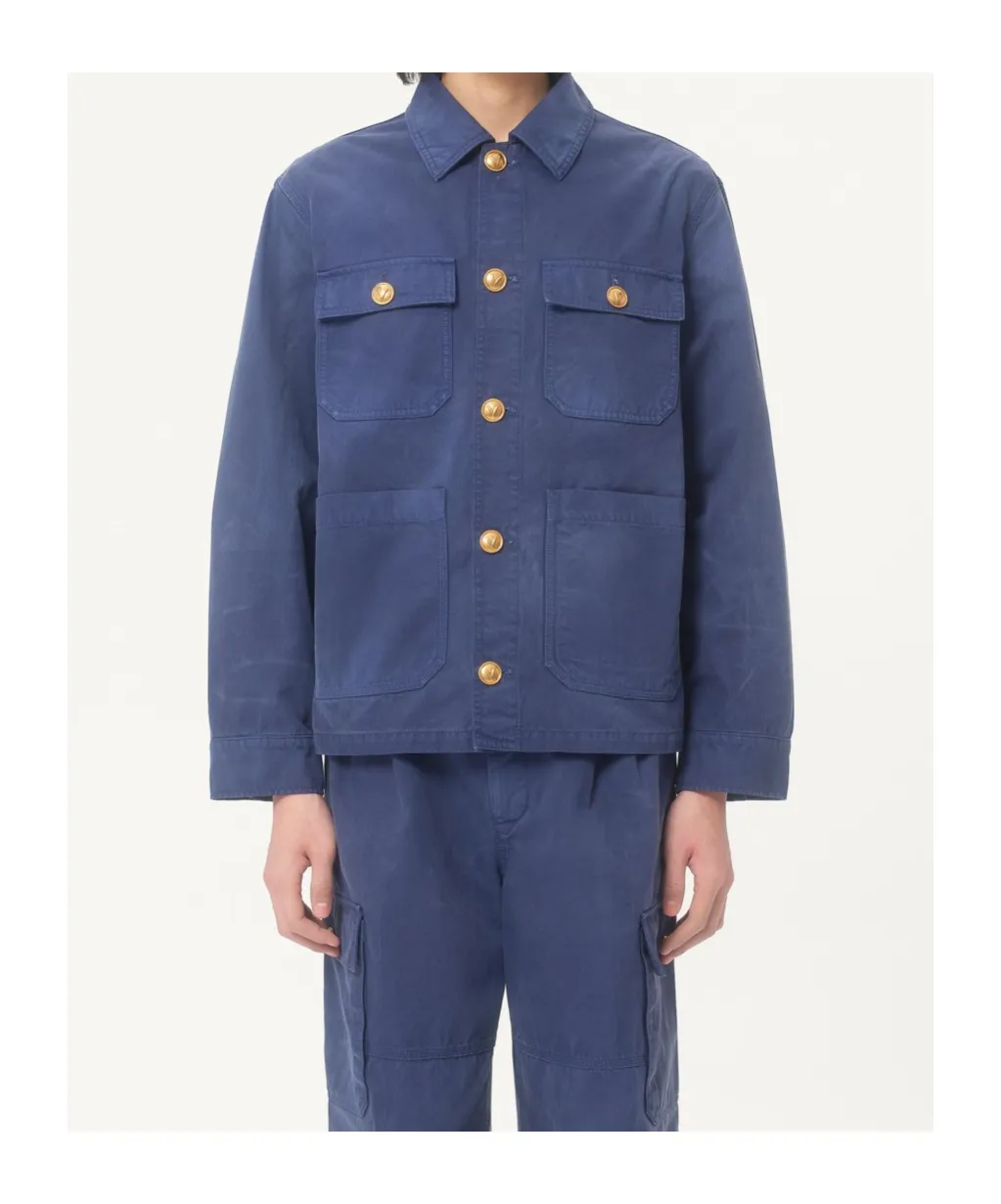 Gold-Button Flap-Pocket Jacket