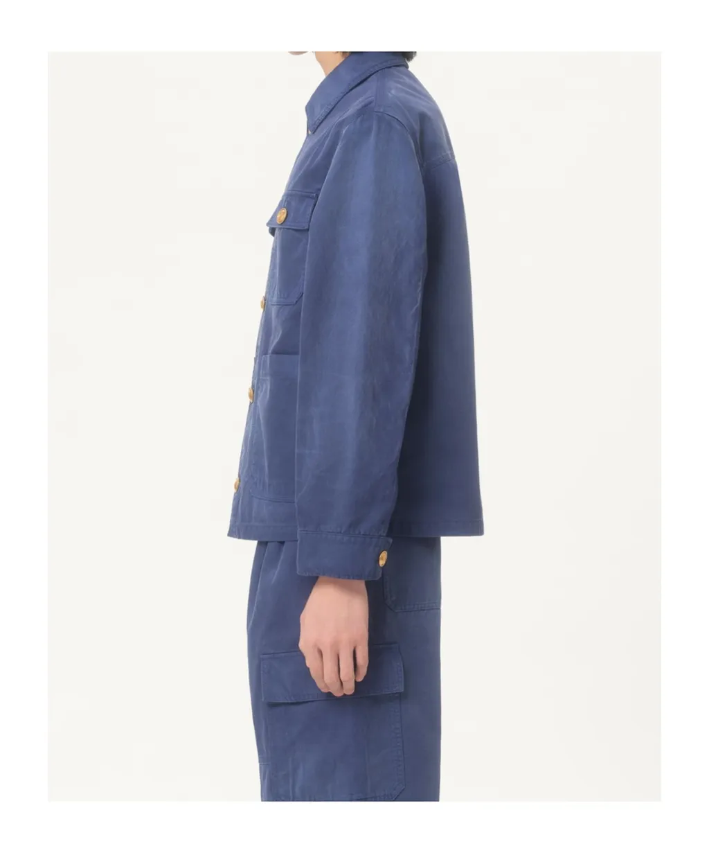 Gold-Button Flap-Pocket Jacket