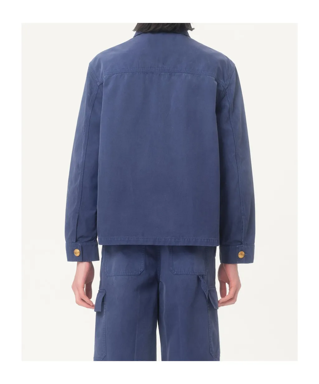Gold-Button Flap-Pocket Jacket