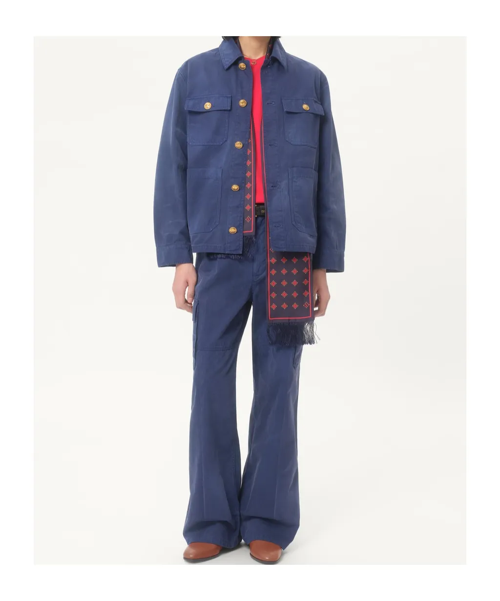 Gold-Button Flap-Pocket Jacket