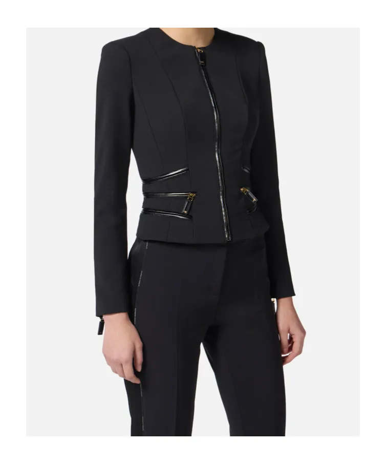 Elisabetta Franchi Zipped Double-Layer CrÊPe Jacket