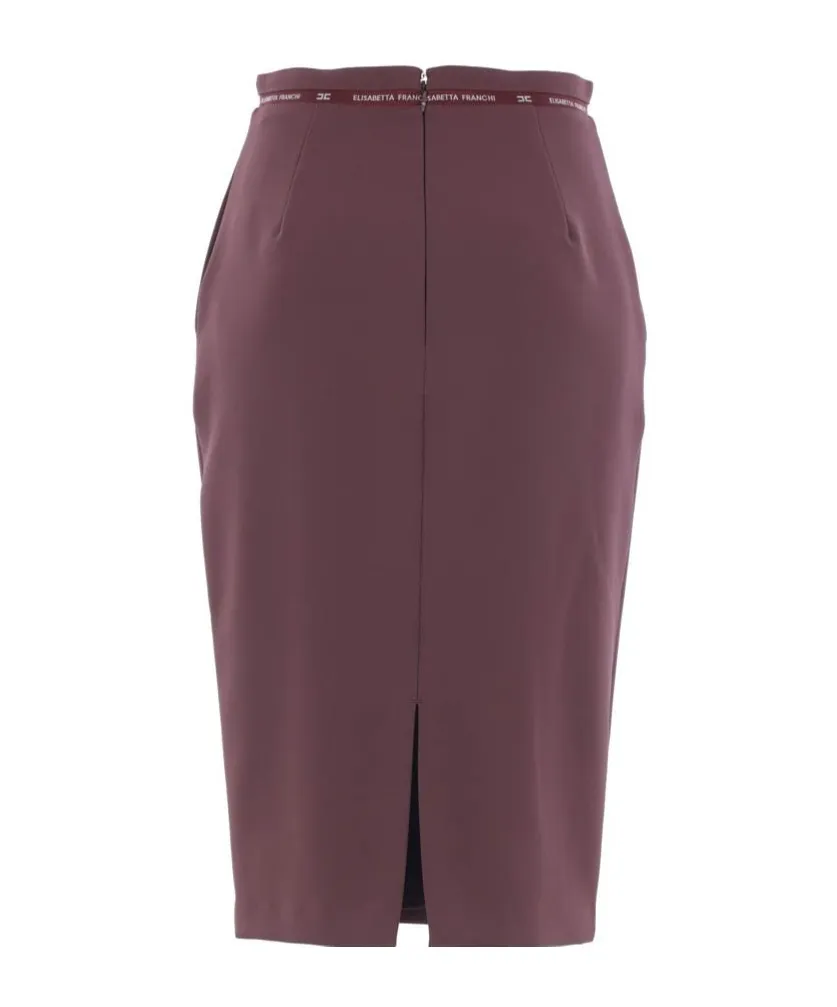 Elisabetta Franchi Logo Ribbon CrÊPe Skirt