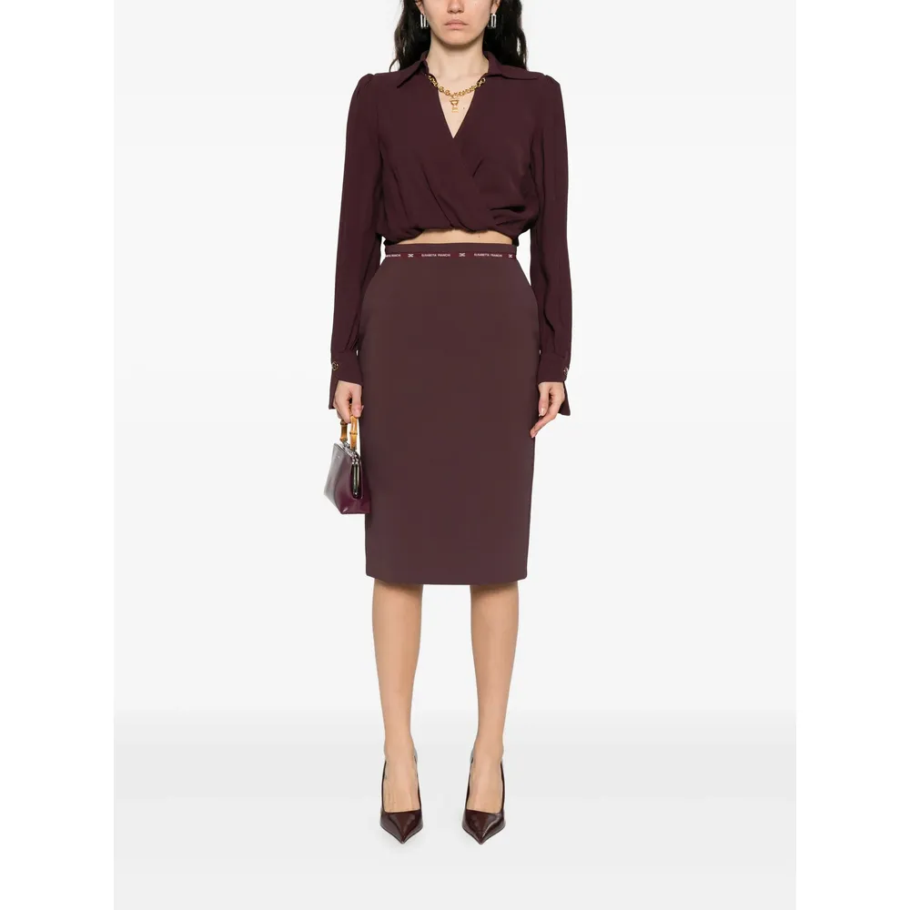 Elisabetta Franchi Logo Ribbon CrÊPe Skirt