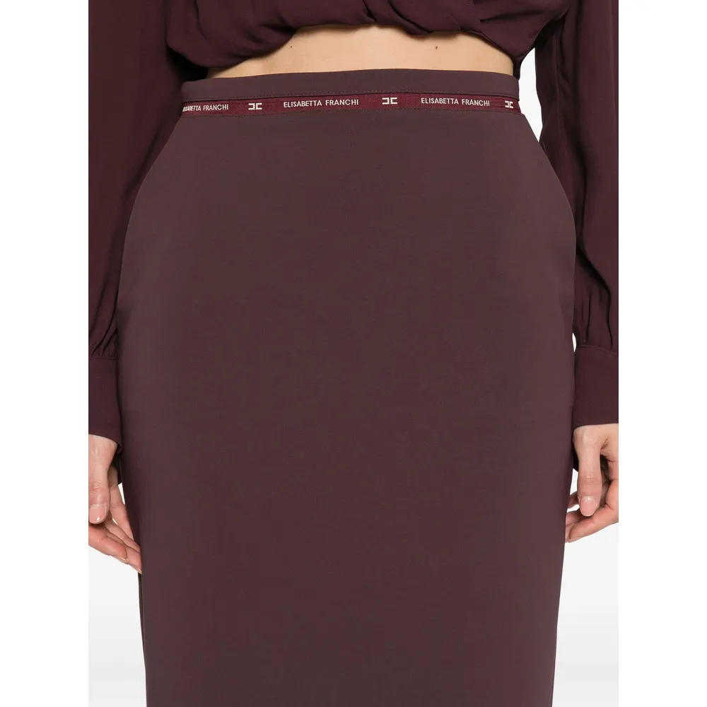Elisabetta Franchi Logo Ribbon CrÊPe Skirt