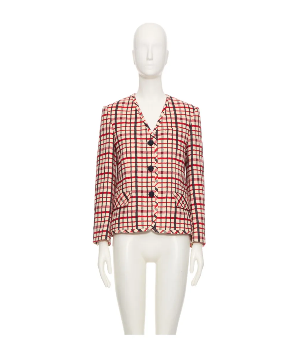 Valentino V-Neck Checked Jacket