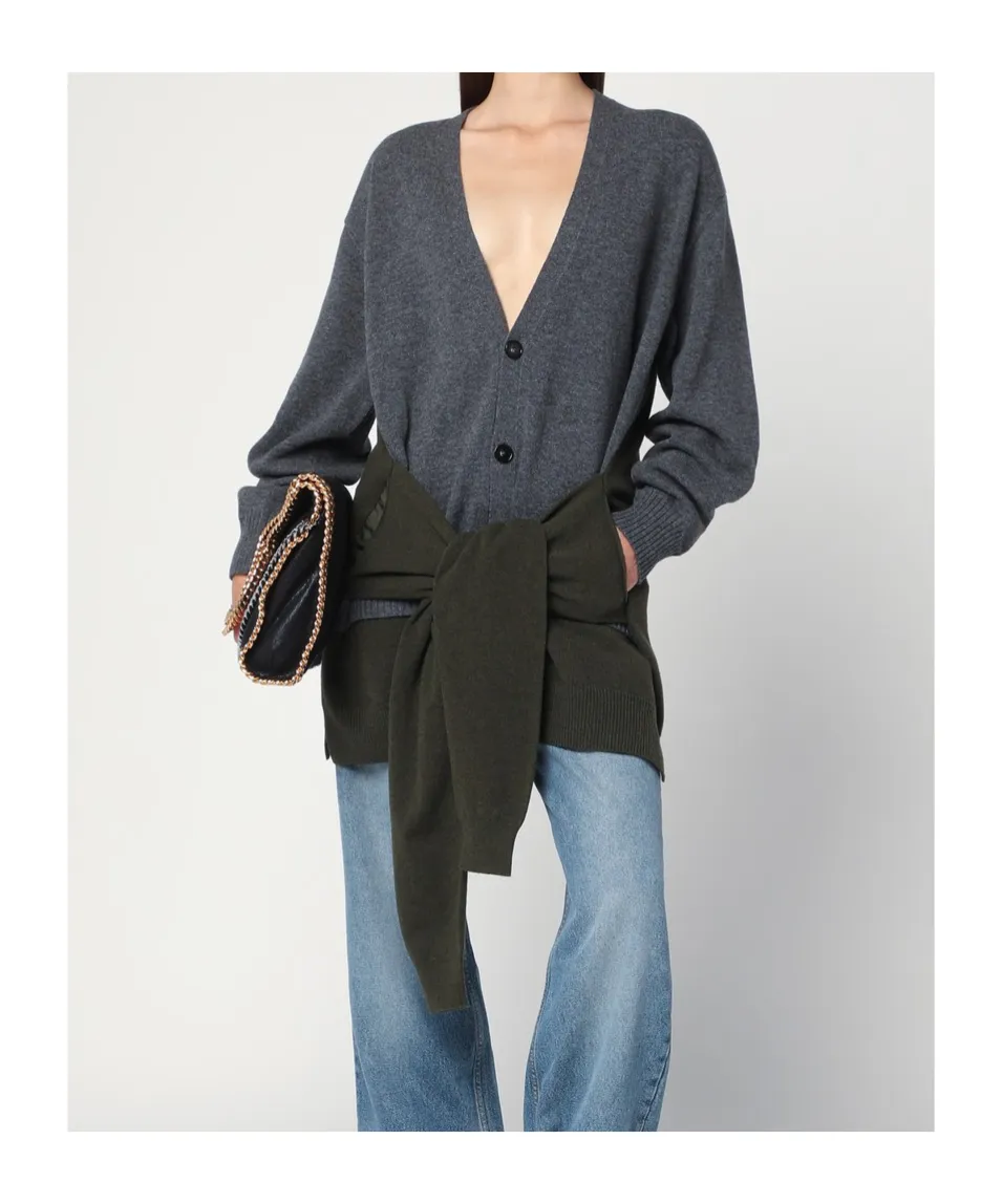 Buttoned Two-Tone Cardigan
