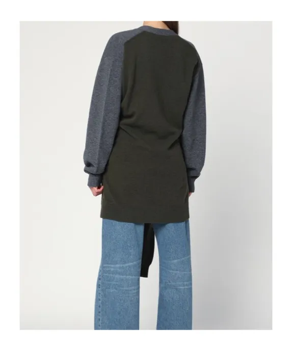 Buttoned Two-Tone Cardigan