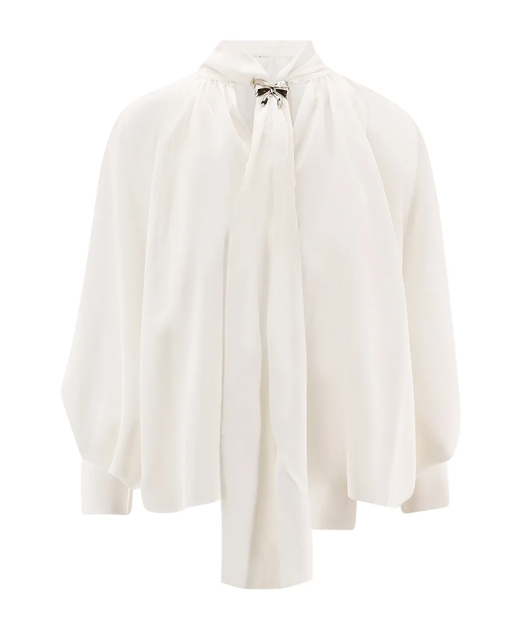 Bow-Detail Silk Top