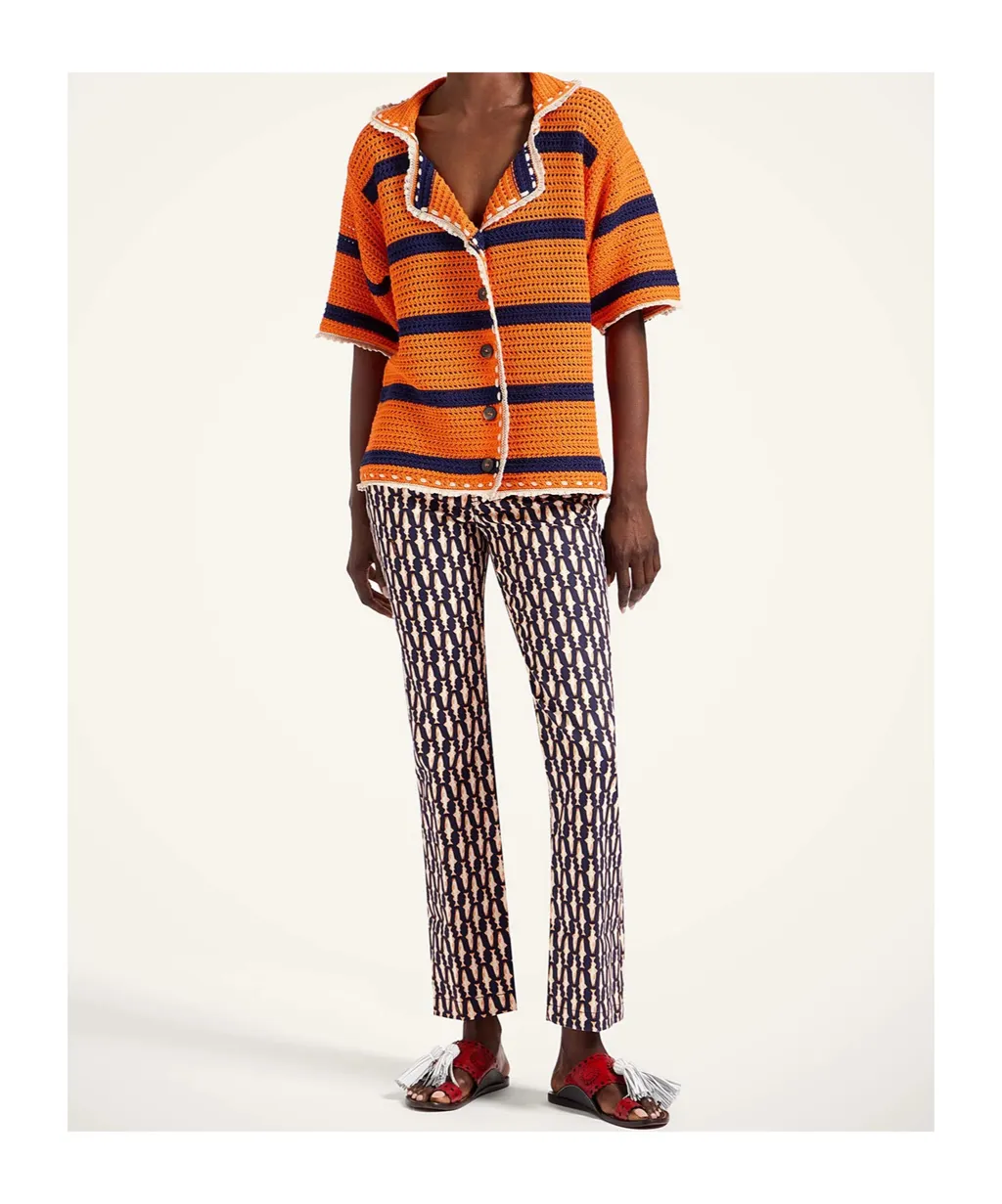 Geometric-Print Flare Jeans