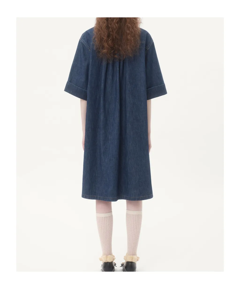 Valentino Collared Short-Sleeve Denim Shirt Dress
