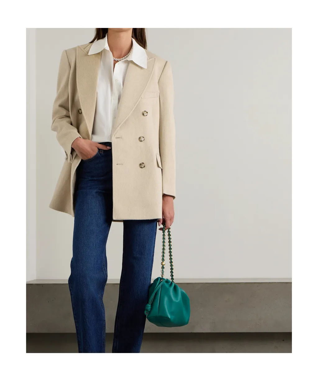 Victoria Beckham Peak-Lapel Double-Breasted Blazer
