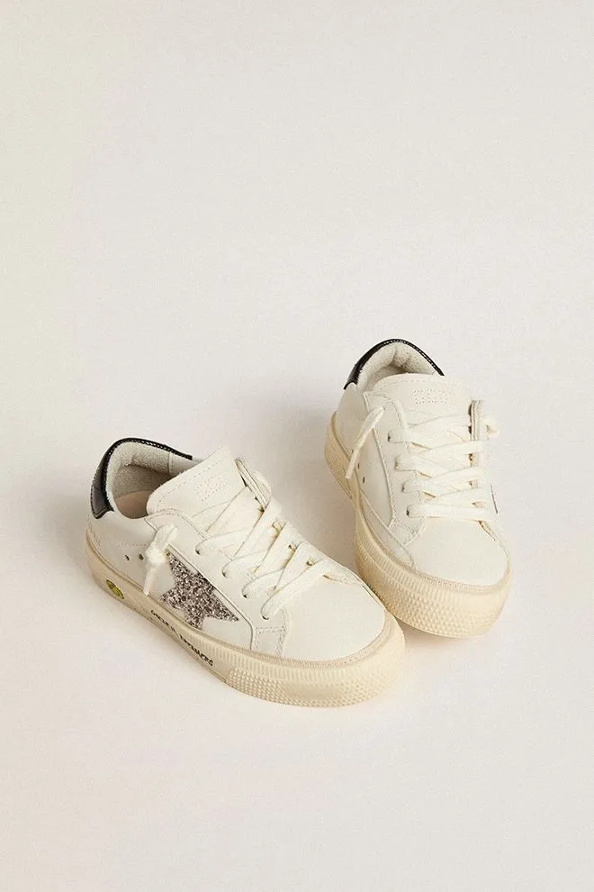 May Glittered-Star Leather Sneakers