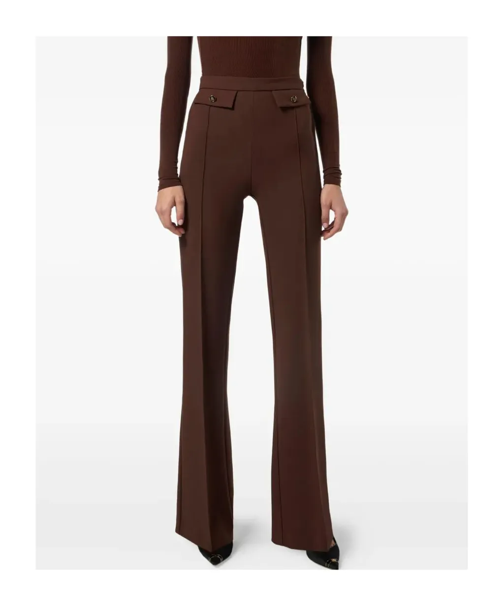 Button-Detailed Flared Trousers