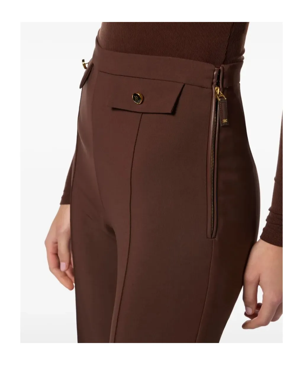 Button-Detailed Flared Trousers