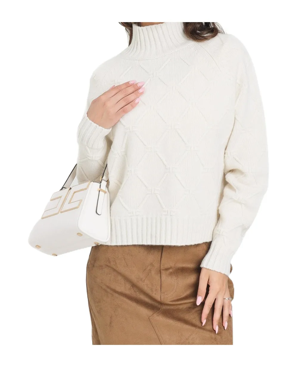 Elisabetta Franchi Logo-Patch High-Neck Jumper