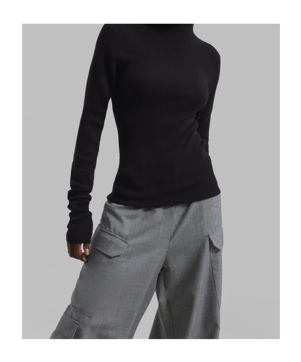 Danae Hooded Knit Top - Black
