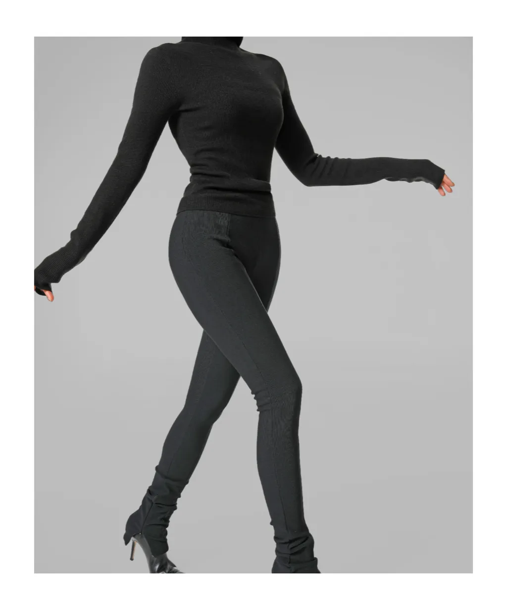 Danae Hooded Knit Top - Black