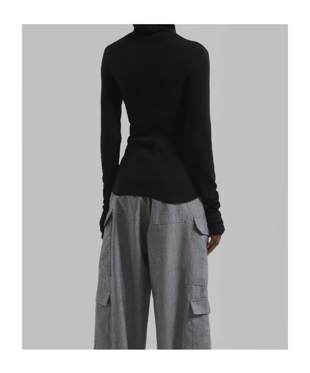 Danae Hooded Knit Top - Black