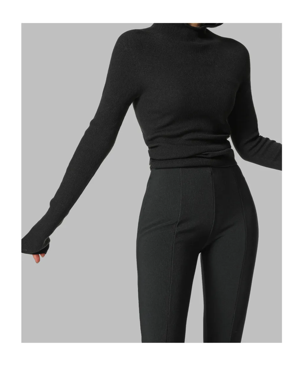 Danae Hooded Knit Top - Black