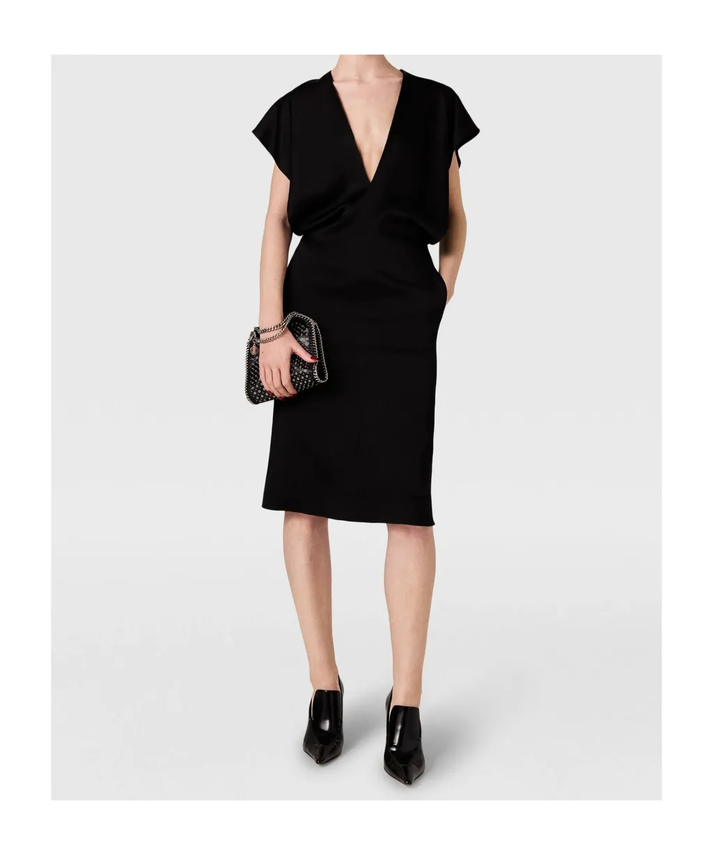 Stella Mccartney Deep V Cap Sleeved Midi Dress