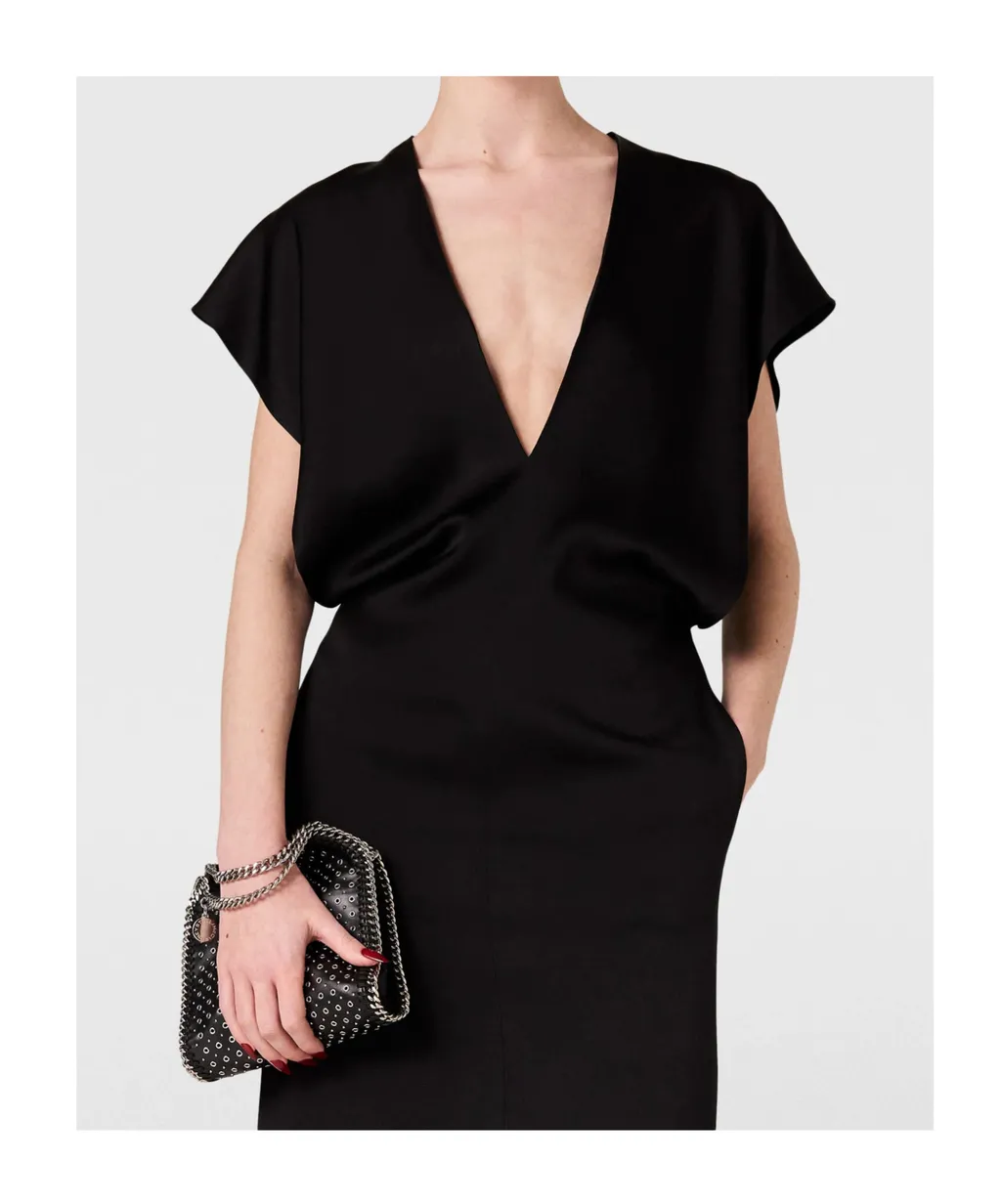 Stella Mccartney Deep V Cap Sleeved Midi Dress