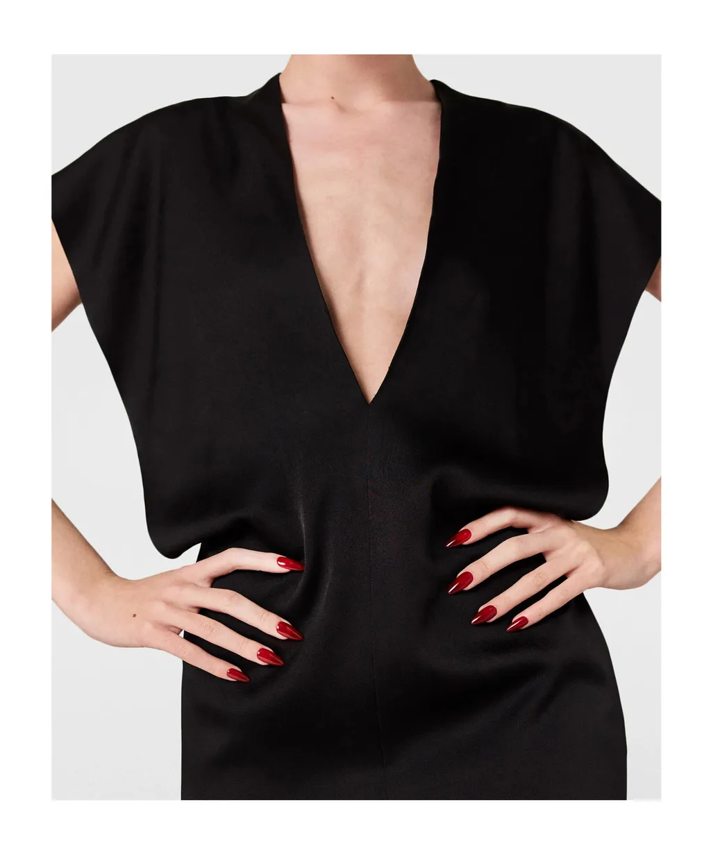 Stella Mccartney Deep V Cap Sleeved Midi Dress