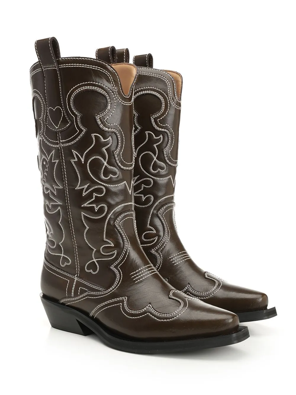 Ganni Embroidered Ankle Boots