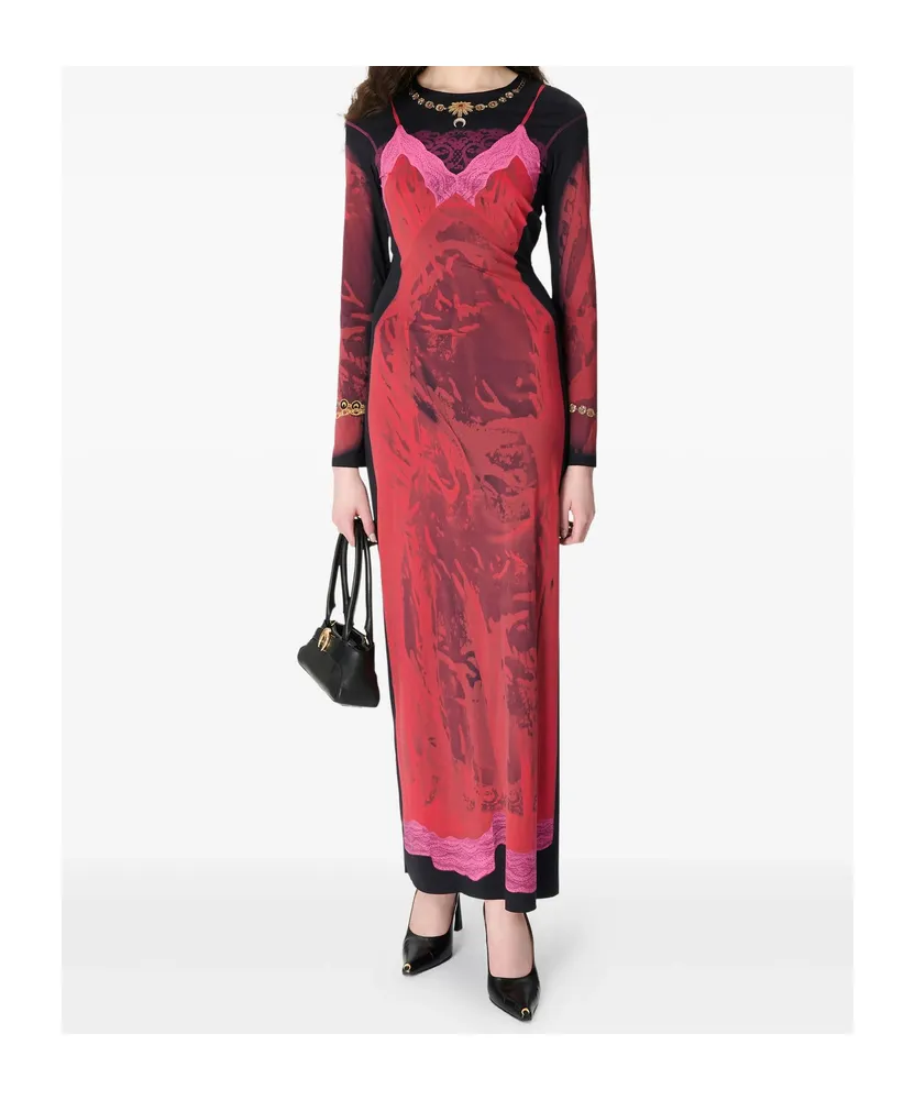 Marine Serre Wet Nuisette Printed Jersey Ls Long Dress