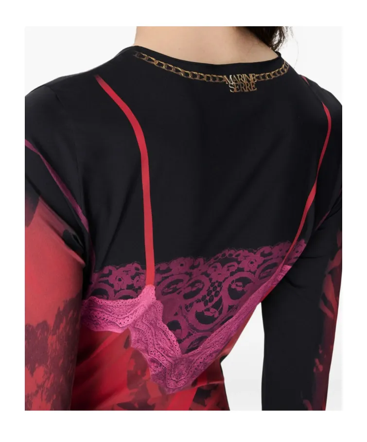Marine Serre Wet Nuisette Printed Jersey Ls Long Dress