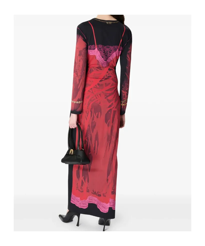 Marine Serre Wet Nuisette Printed Jersey Ls Long Dress