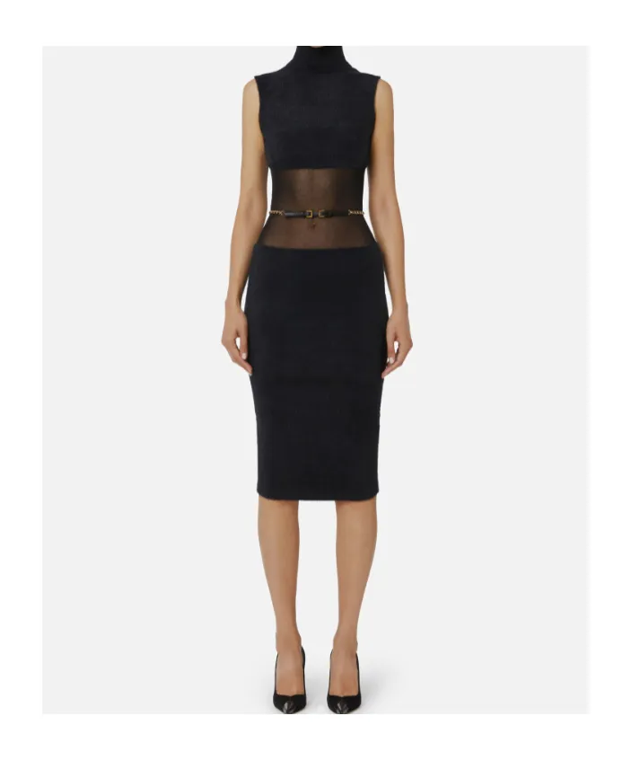 Elisabetta Franchi High-Neck Sleeveless Knit Dress
