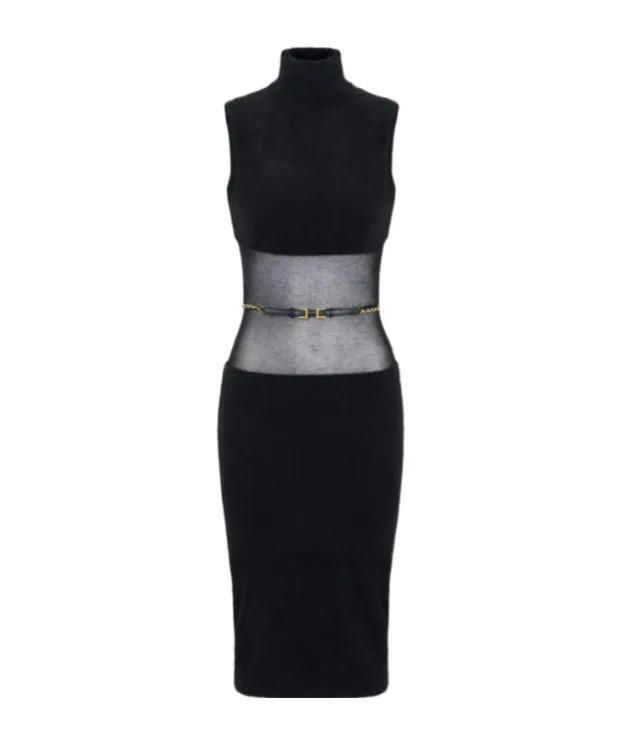 Elisabetta Franchi High-Neck Sleeveless Knit Dress