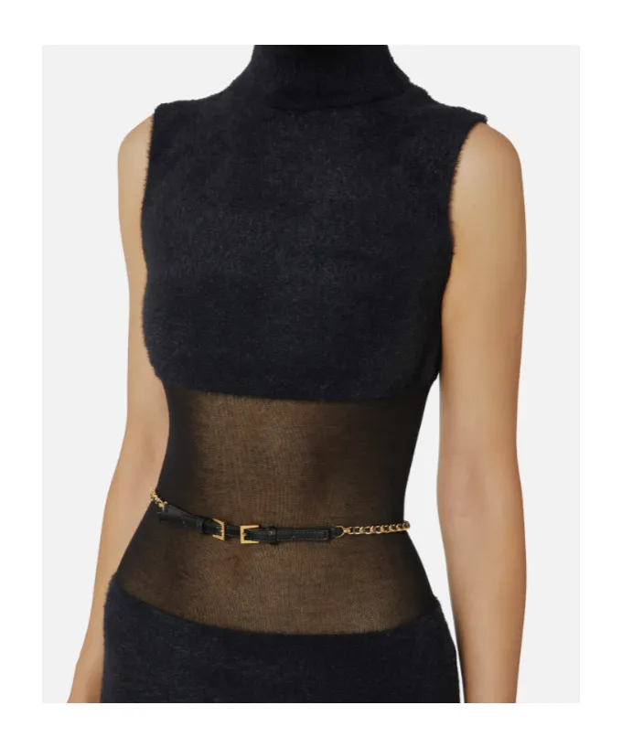 Elisabetta Franchi High-Neck Sleeveless Knit Dress