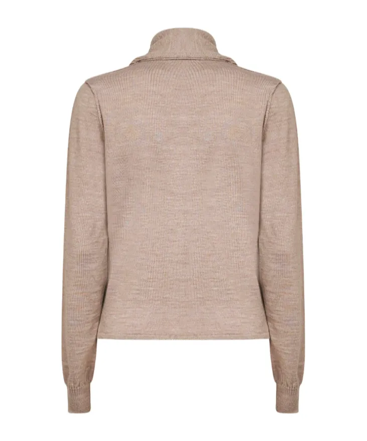 Scarf Detailed Buttoned Knitted Cardigan