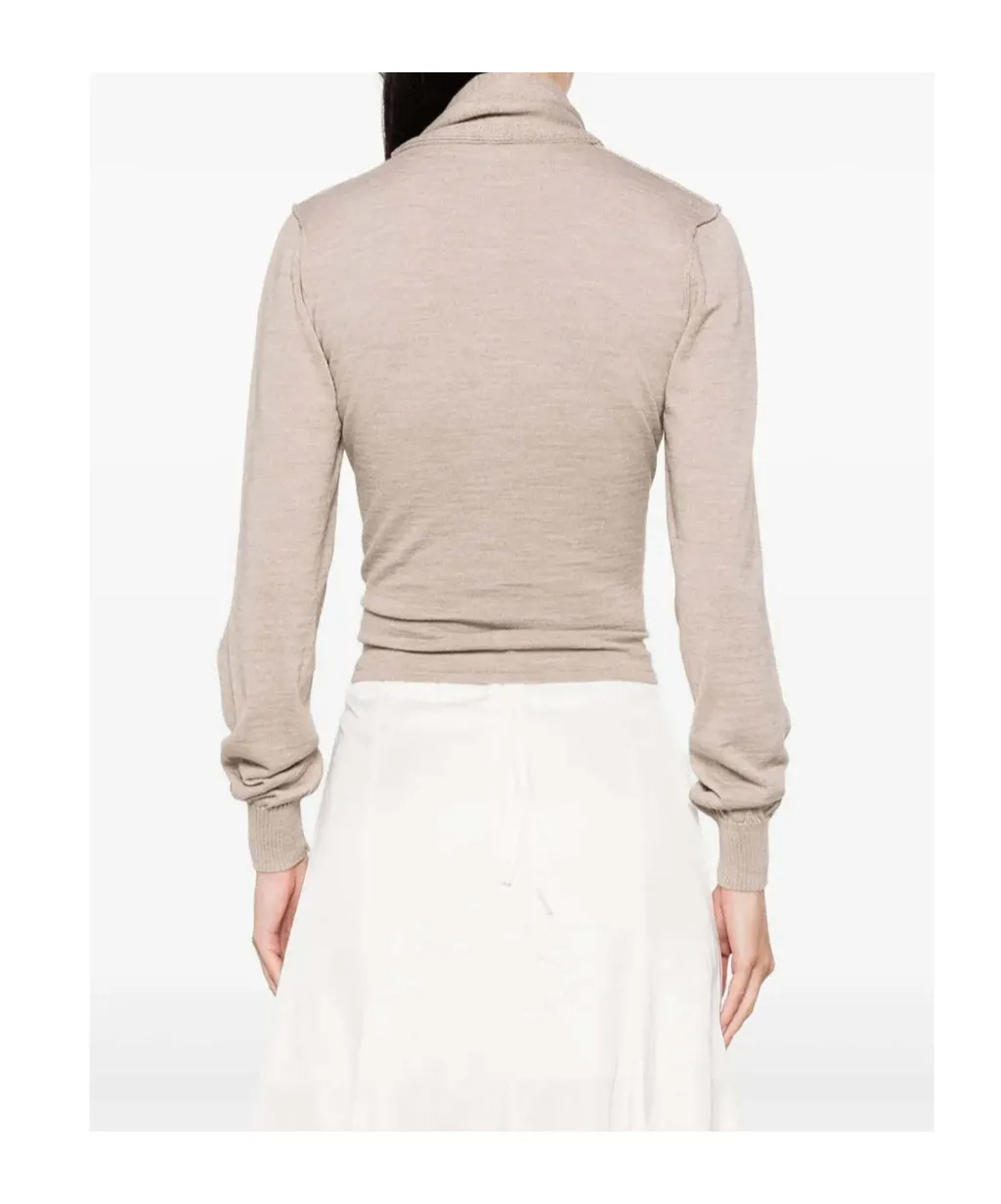 Scarf Detailed Buttoned Knitted Cardigan