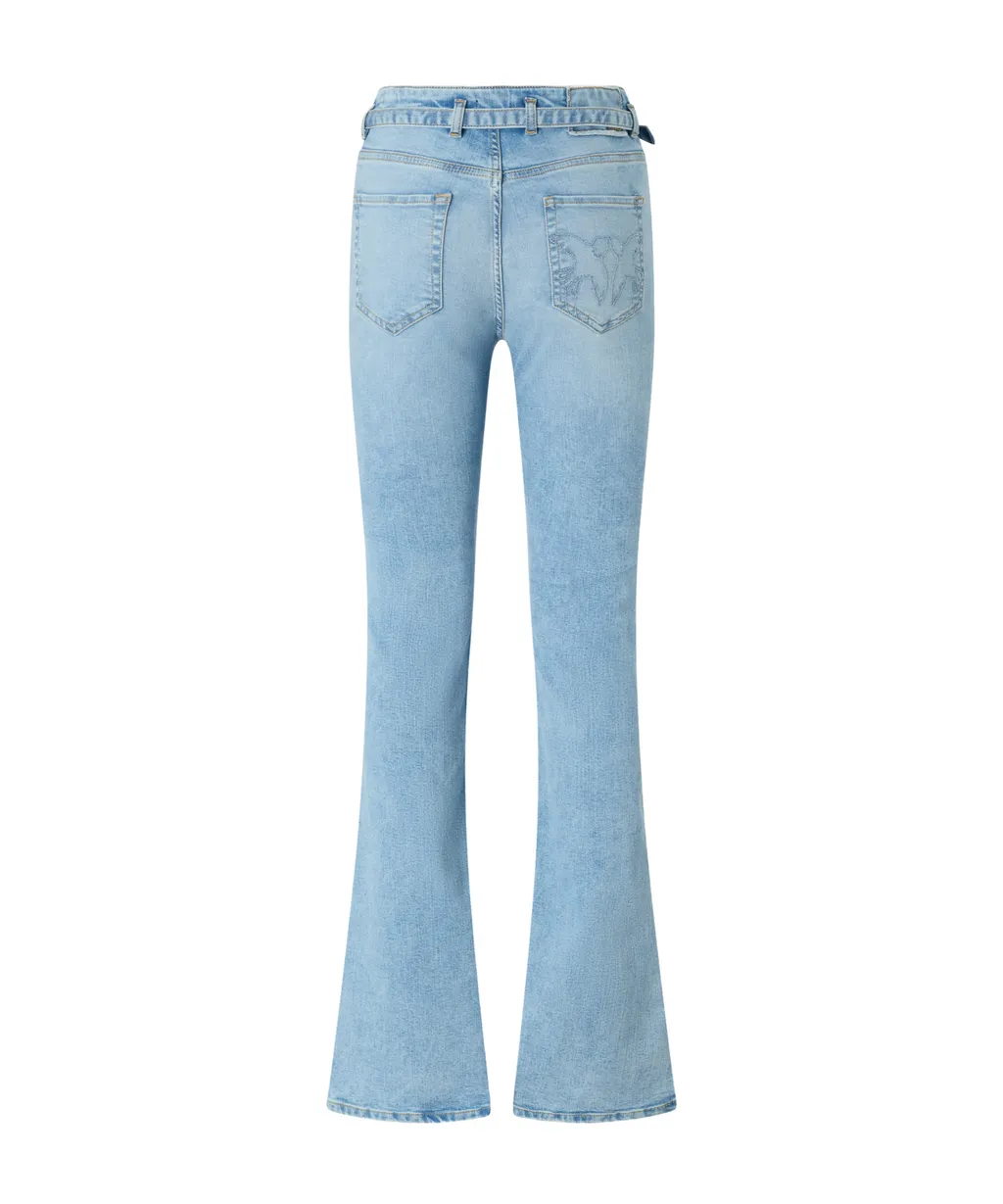 Buckle-Embellished Flared Jeans