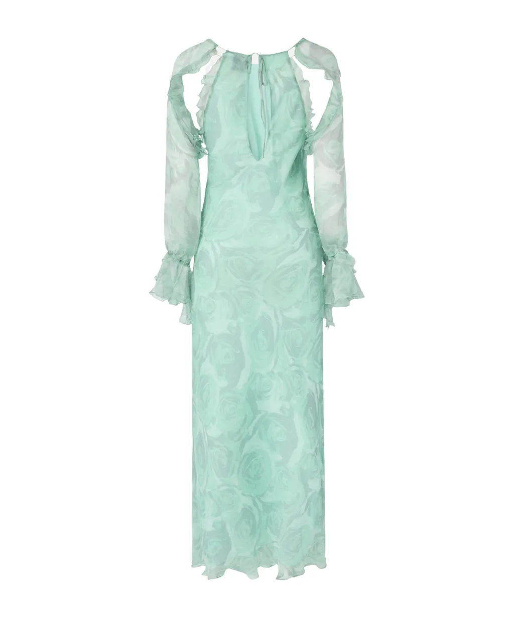 Ruffled Floral Silk Dress