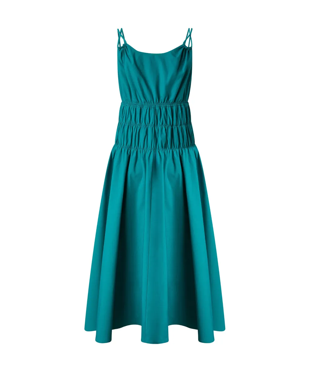 Shirred V-Neck Dress