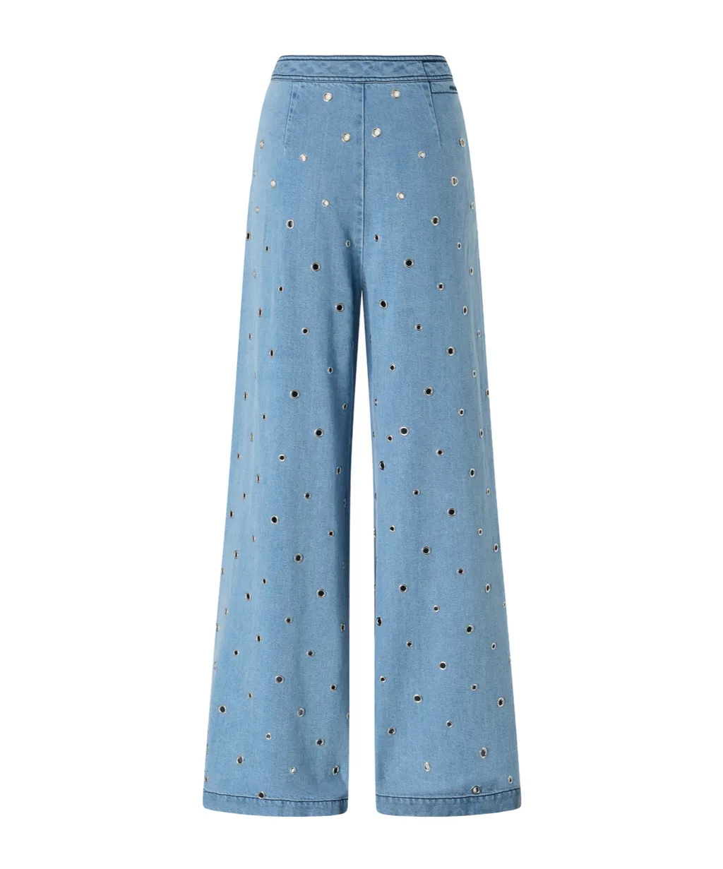 Grommet-Embellished Palazzo Pants