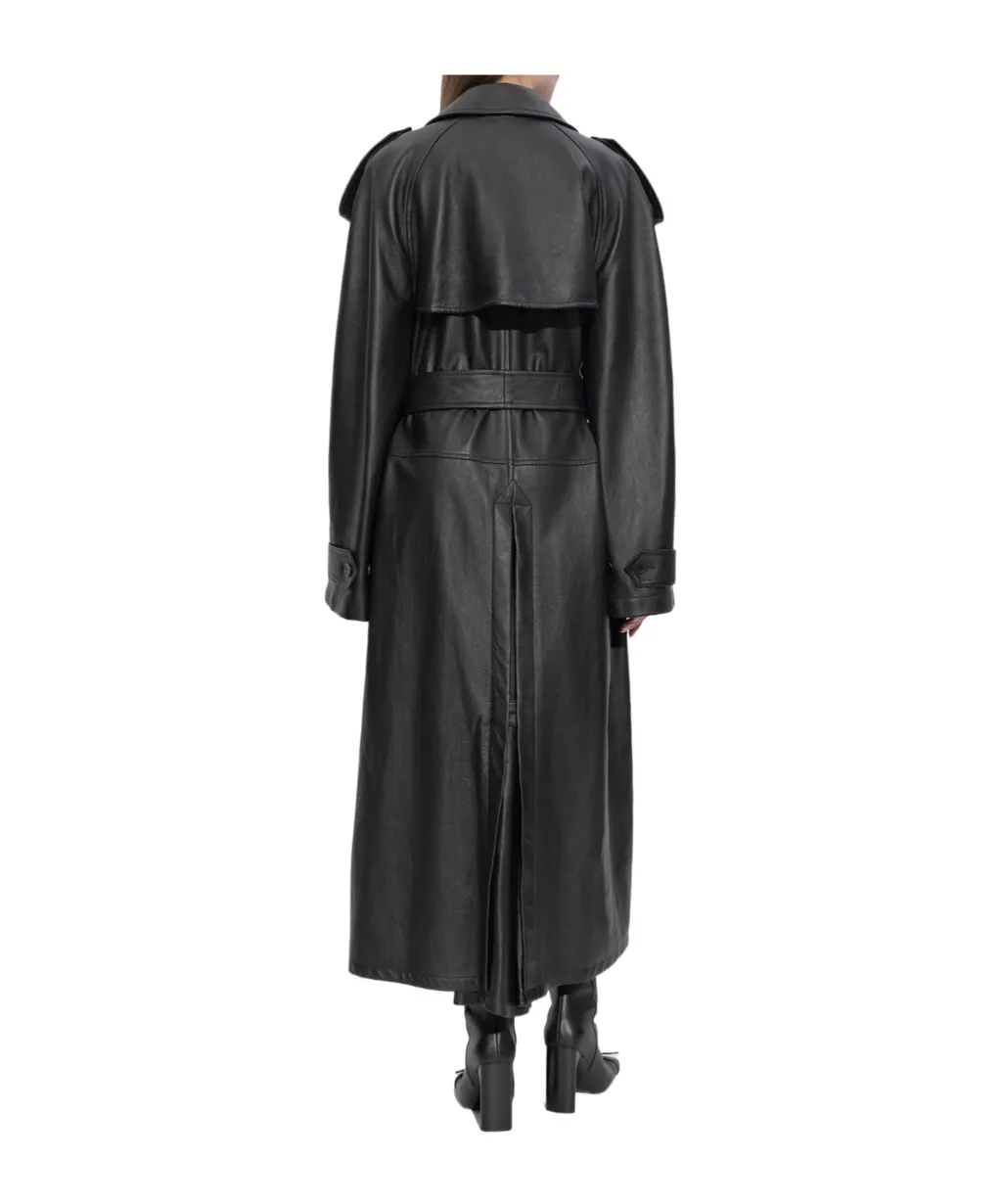 Belted Leather Trench Coat